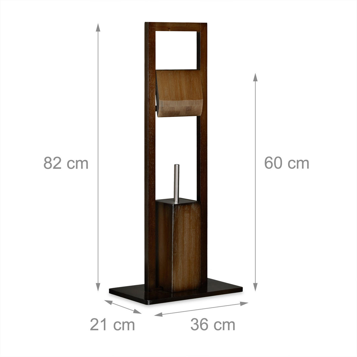 WC Garnitur - Dunkelbraun, Holz/Kunststoff (21/82/36cm) - Relaxdays