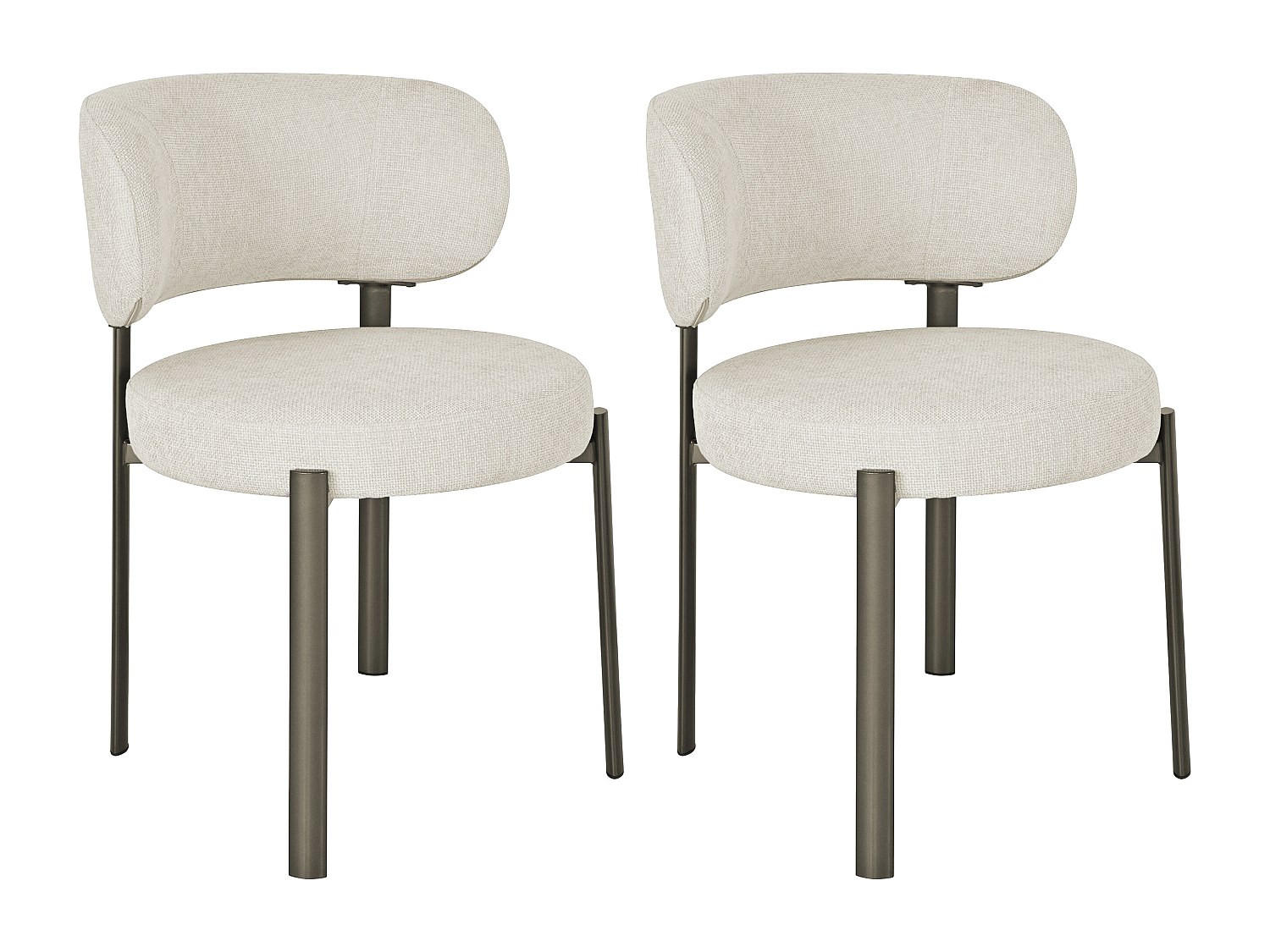 2ER-SET Stühle aus strukturiertem Stoff und Bronze-Metall - Creme - ASILOVA - Creme, Textil (55/78.5/60.5cm) - Vente-Unique