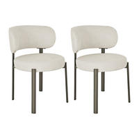 2ER-SET Stühle aus strukturiertem Stoff und Bronze-Metall - Creme - ASILOVA - Creme, Textil (55/78.5/60.5cm) - Vente-Unique