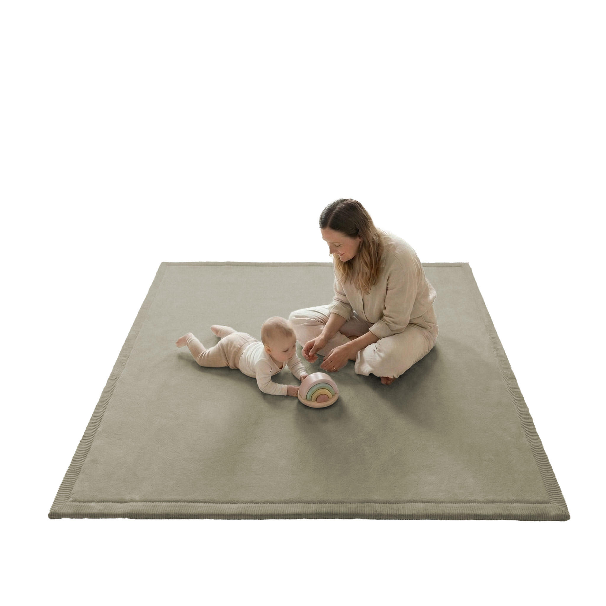 KRABBELTEPPICH samtweich & kuschelig - Schilfgrün 200x200cm - Grün, Textil (150/100cm) - Sanosoft