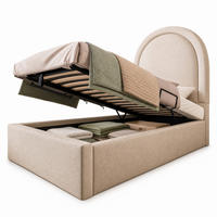 POLSTERBETT 90/200 mit Bettkasten für Jungen & Mädchen in Beige - Beige, Holzwerkstoff/Textil (90/200cm) - EVRYAE