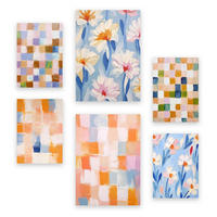 POSTER Set Mit 6 Orange Und Blau Mosaik 1 In Zusammenfassungen A3 & A4 Rahmenlos - Klar, Papier (29/3cm) - Nacnic