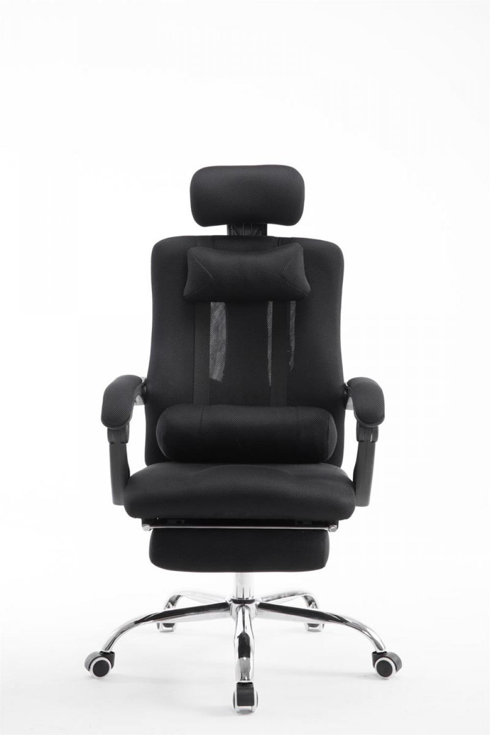 CHEFSESSEL Lederlook schwarz - Chromfarben/Schwarz, Textil/Metall (60/120/63cm) - CLP