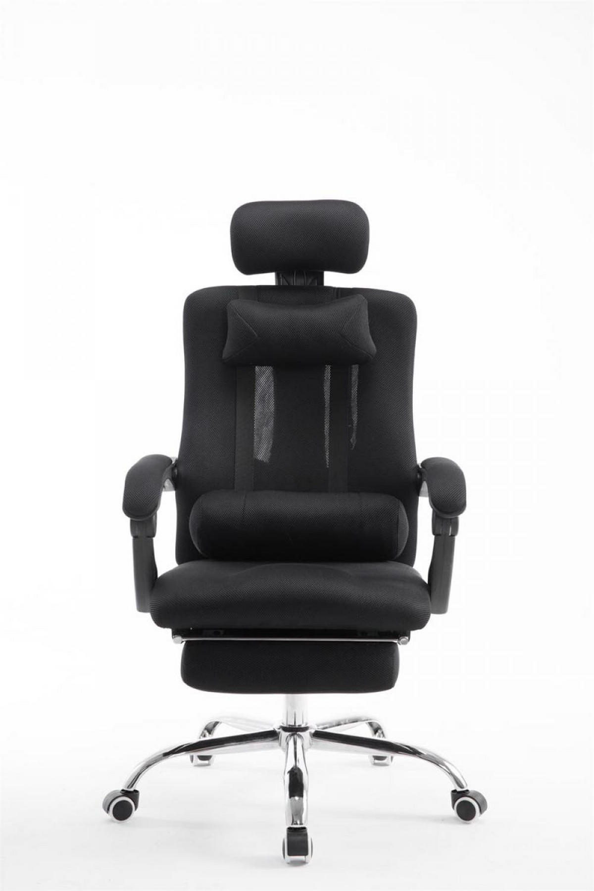 CHEFSESSEL Lederlook schwarz - Chromfarben/Schwarz, Textil/Metall (60/120/63cm) - CLP