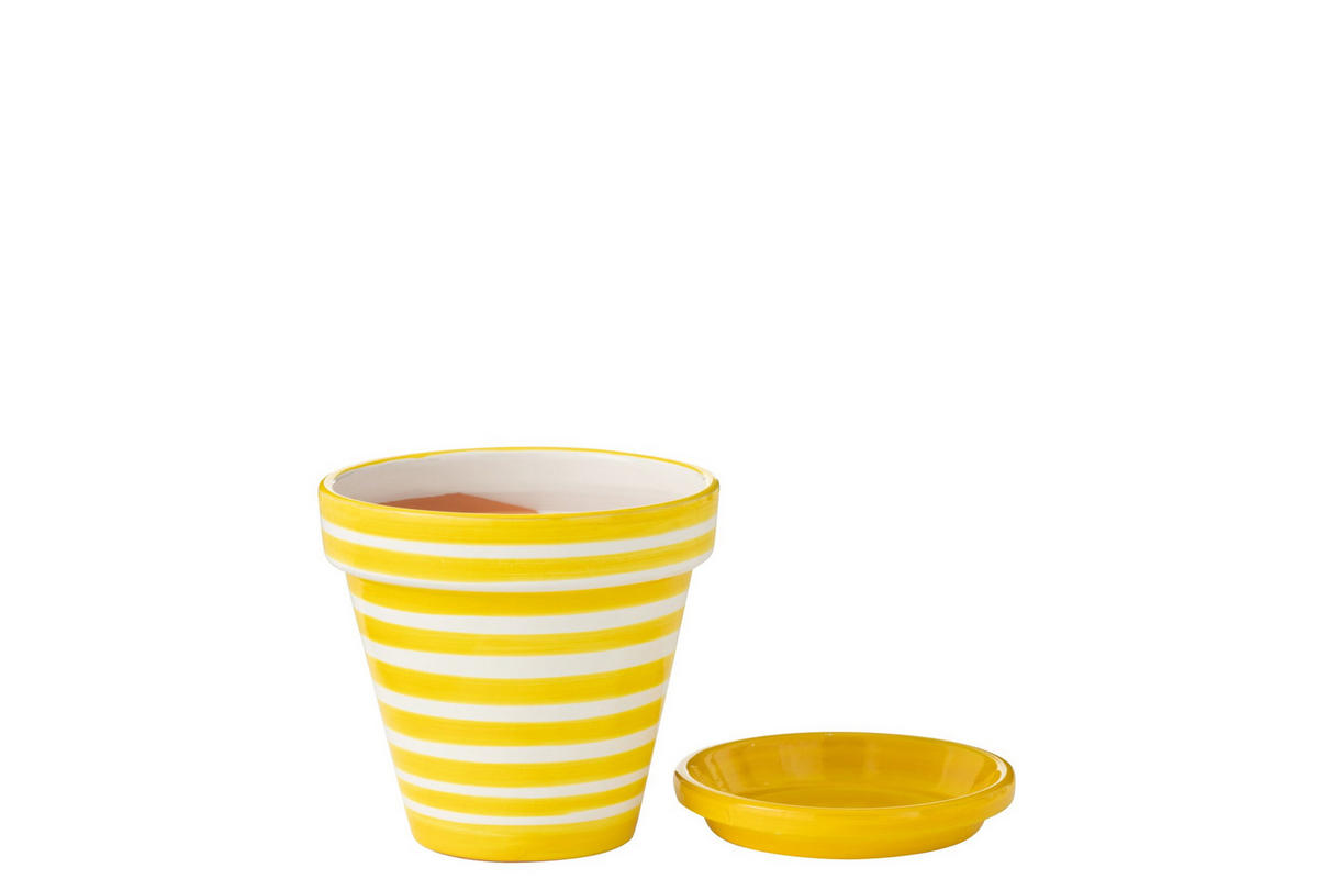 BLUMENTOPF GRANADA STRIPES - Töpferei - Gelb - M - Ø 27 cm - Multicolor, Keramik (27/25cm) - J-Line