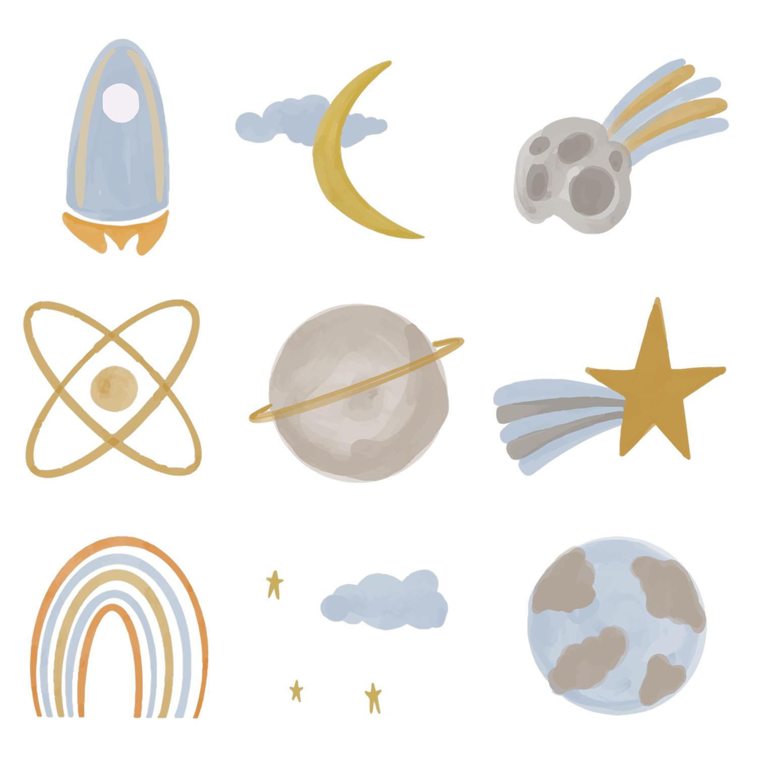 WANDAUFKLEBER 100x167cm - Planeten-Weltraumillustration - Multicolor, Kunststoff (100/167/0.1cm) - Wallfluent