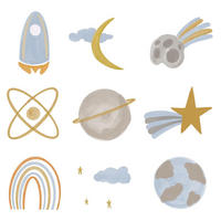 WANDAUFKLEBER 100x167cm - Planeten-Weltraumillustration - Multicolor, Kunststoff (100/167/0.1cm) - Wallfluent