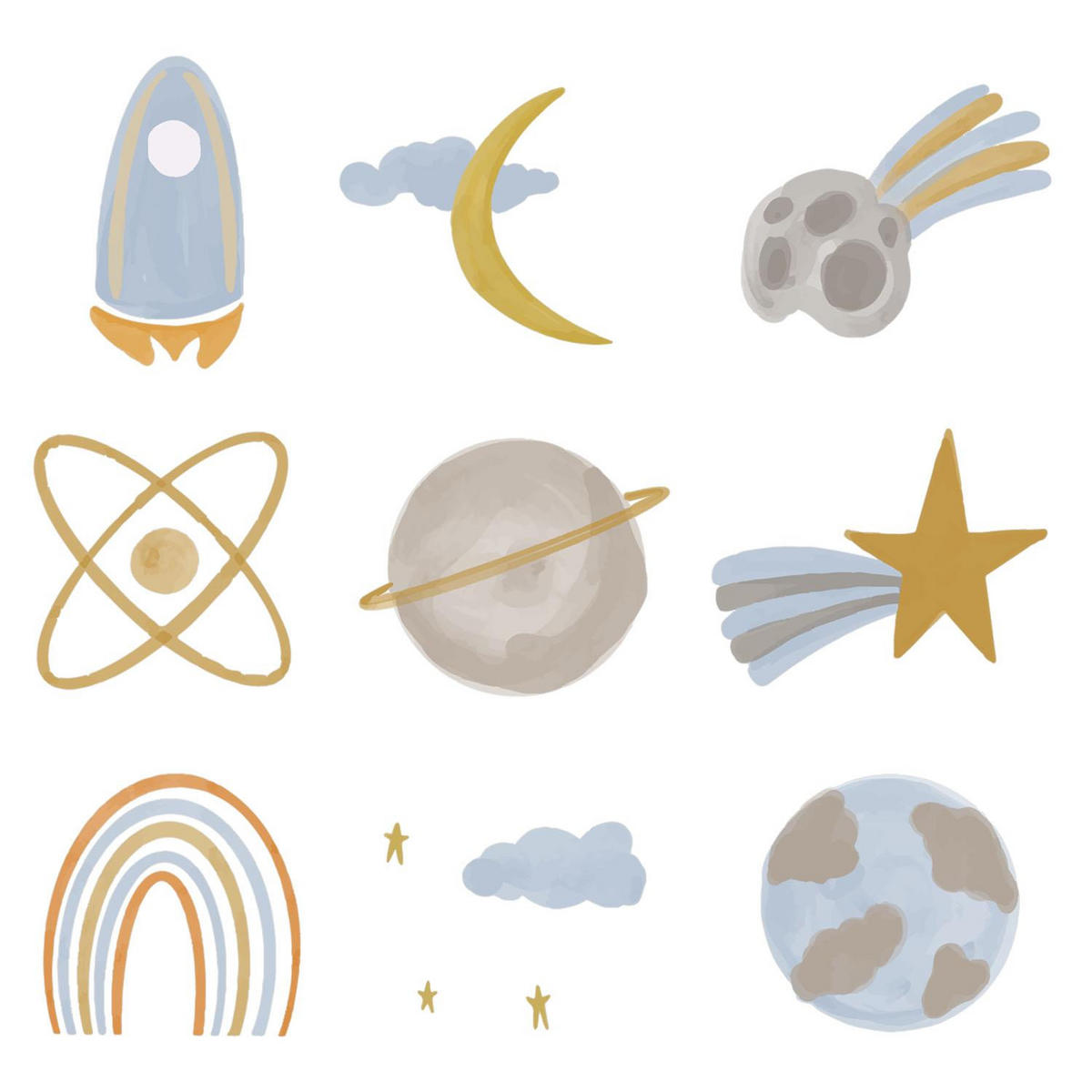 WANDAUFKLEBER 100x167cm - Planeten-Weltraumillustration - Multicolor, Kunststoff (100/167/0.1cm) - Wallfluent