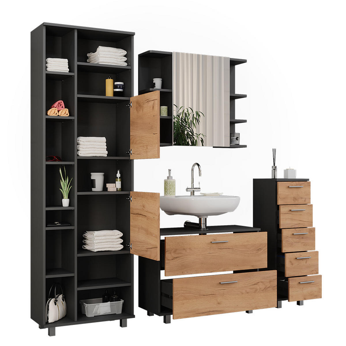 Honigeiche/Anthrazit, Holzwerkstoff (80.2/60.8/33cm) - Vicco