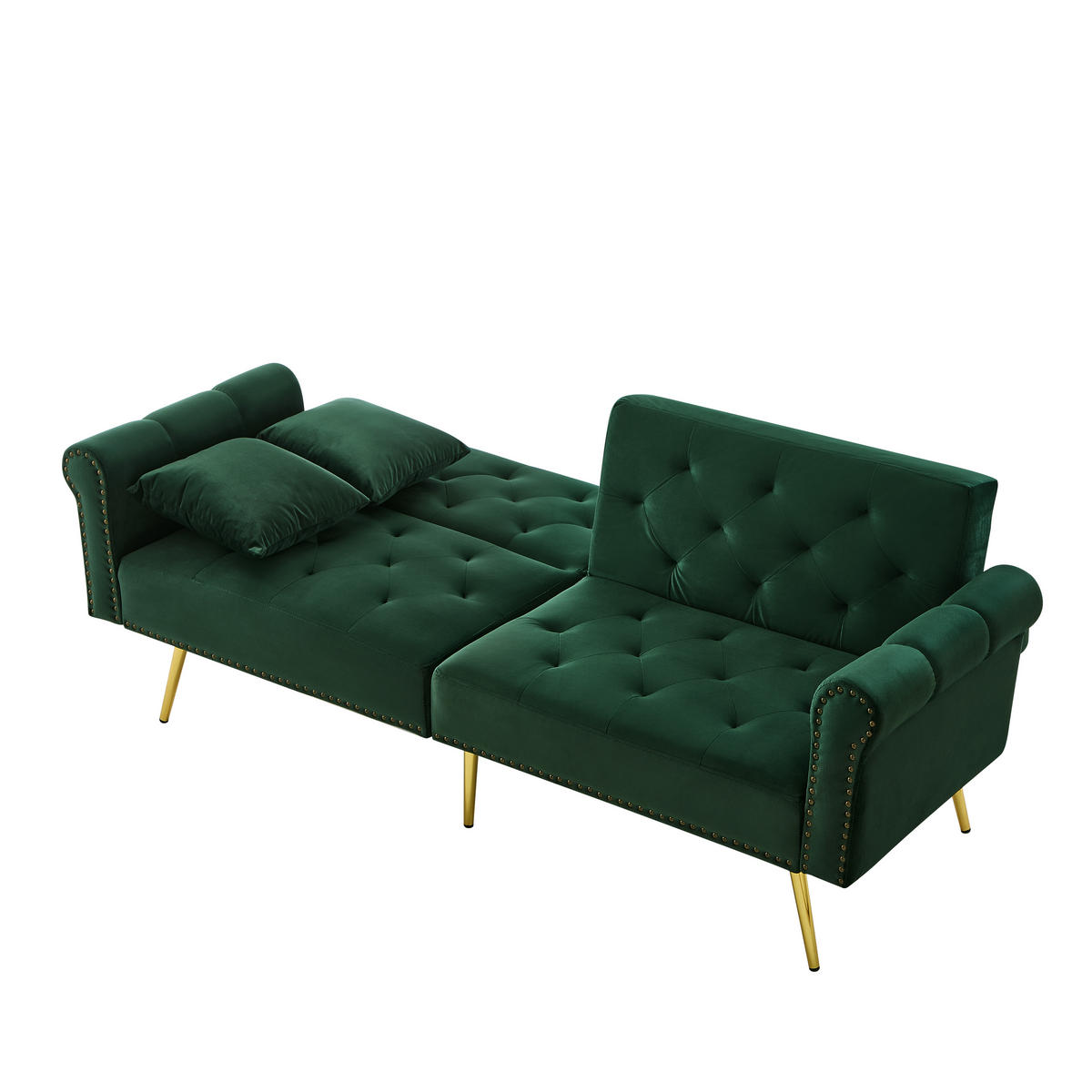 SCHLAFSOFA 173/75/70 cm Antikgrün Samt mit 3-stufiger Verstellung - Mooreichefarben, Textil (173/70/75cm) - Oxeza