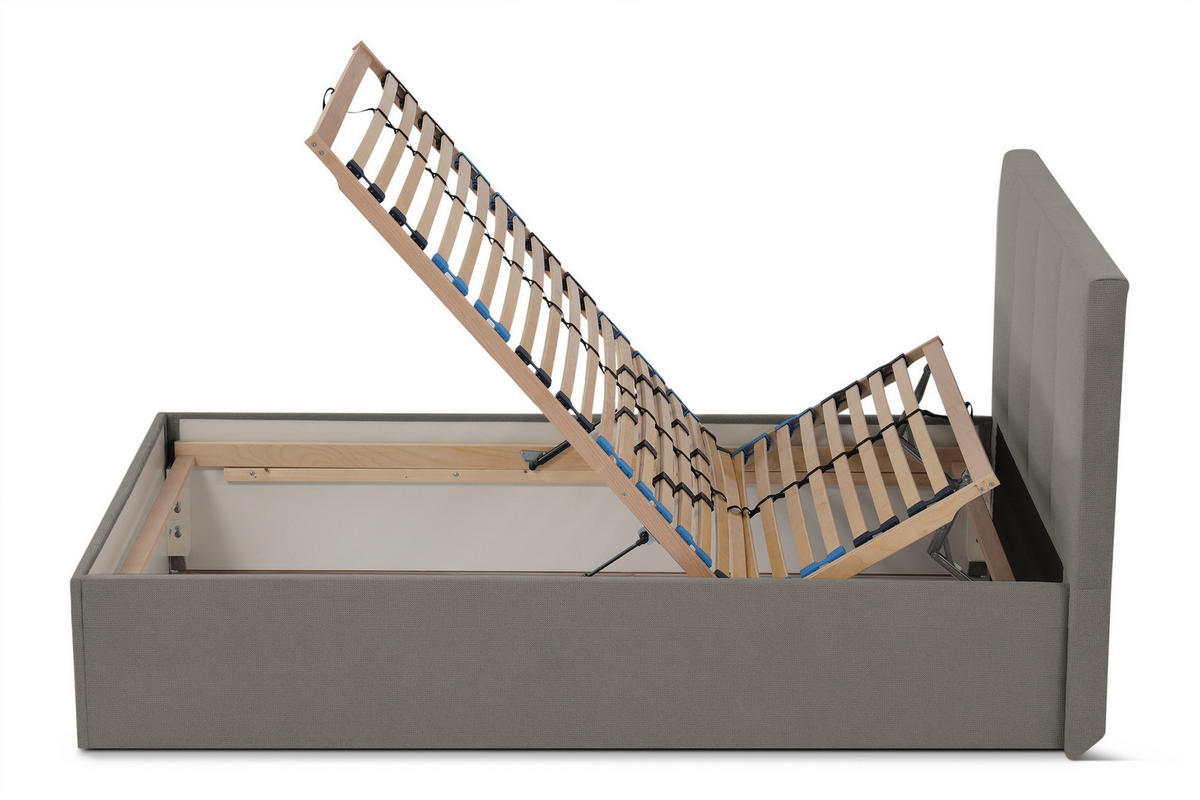 POLSTERBETT Dalas Granitgrau 120 x 200 x 40 cm Bettkasten Mit hochwertiger Matratze H3 (bis 120 kg) und Lattenrost - Grau, Holz (120/200cm) - Halmon Schlafkomfort Betten 