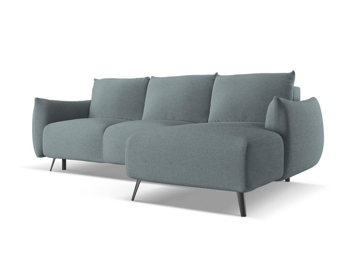 ECKSOFA mit Schlaffunktion Chenille Stoff Blau - Blau/Blaugrau, Textil/Metall (242/162cm) - Makamii