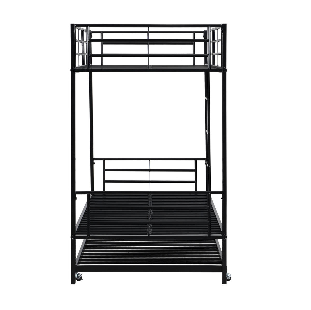 ETAGENBETT aus Metall 90x200 cm in Schwarz mit Ausziehbett - Schwarz, Metall (90/190cm) - Modfu