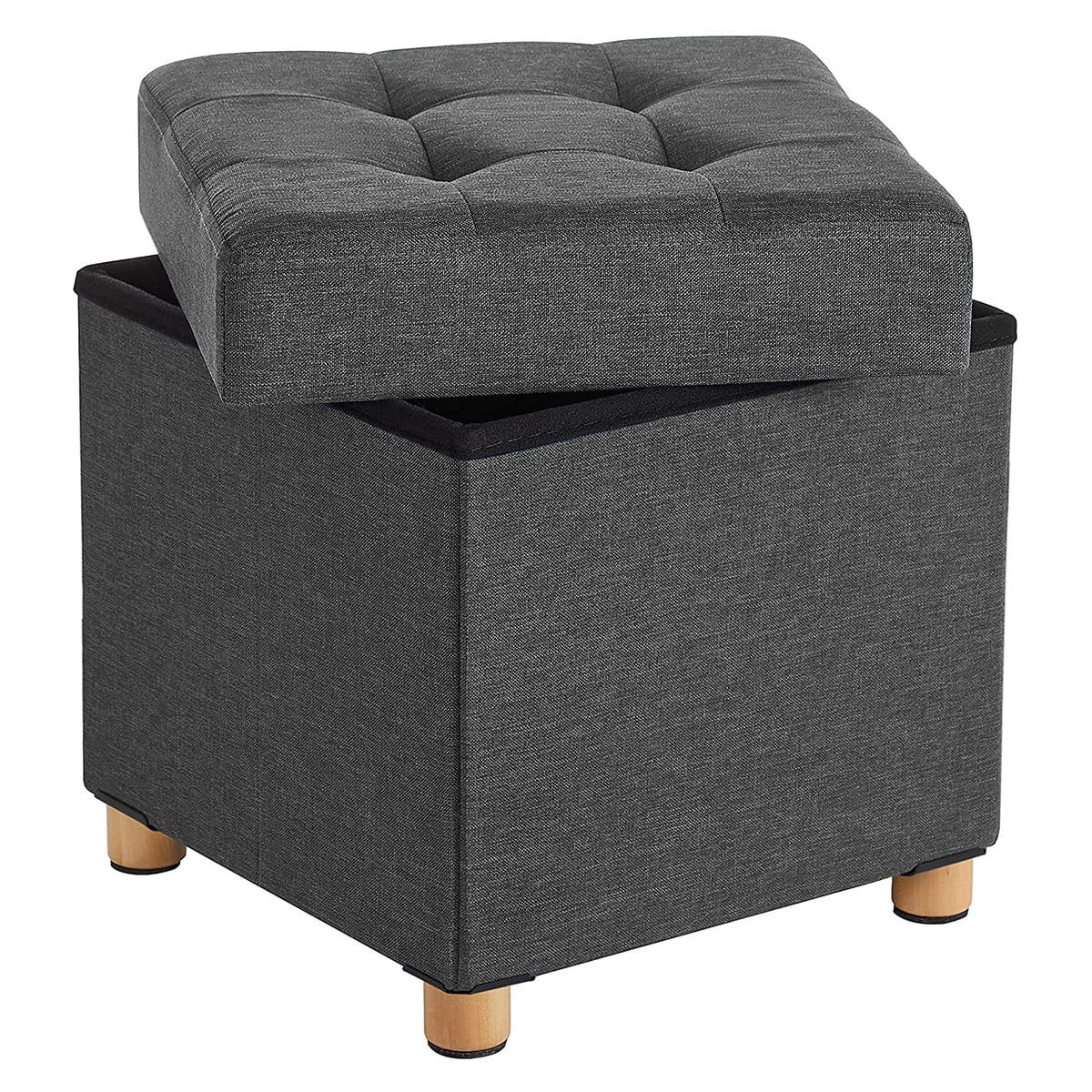 AUFBEWAHRUNGSHOCKER auf Beinen, faltbar L38 cm - Grau - Grau, Holzwerkstoff (38/38/40cm) - Calicosy
