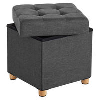 AUFBEWAHRUNGSHOCKER auf Beinen, faltbar L38 cm - Grau - Grau, Holzwerkstoff (38/38/40cm) - Calicosy