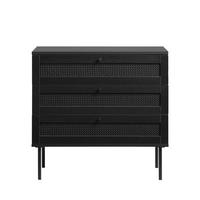 KOMMODE mit 3 Schubladen aus Holz und Metall, L80 cm - RINTO - color_black - Schwarz, Holz (80/75/40cm) - Drawer