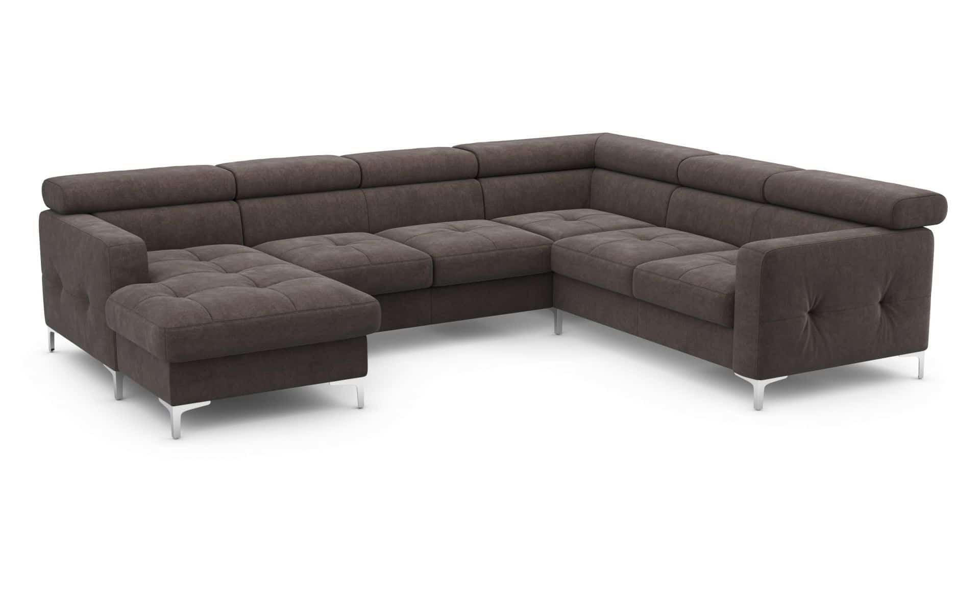 WOHNLANDSCHAFT mit Schlaffunktion und Bettkasten - Fango/Silberfarben, Holz/Textil (240/74/304cm) - Cotta