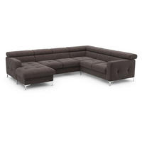 WOHNLANDSCHAFT mit Schlaffunktion und Bettkasten - Fango/Silberfarben, Holz/Textil (240/74/304cm) - Cotta