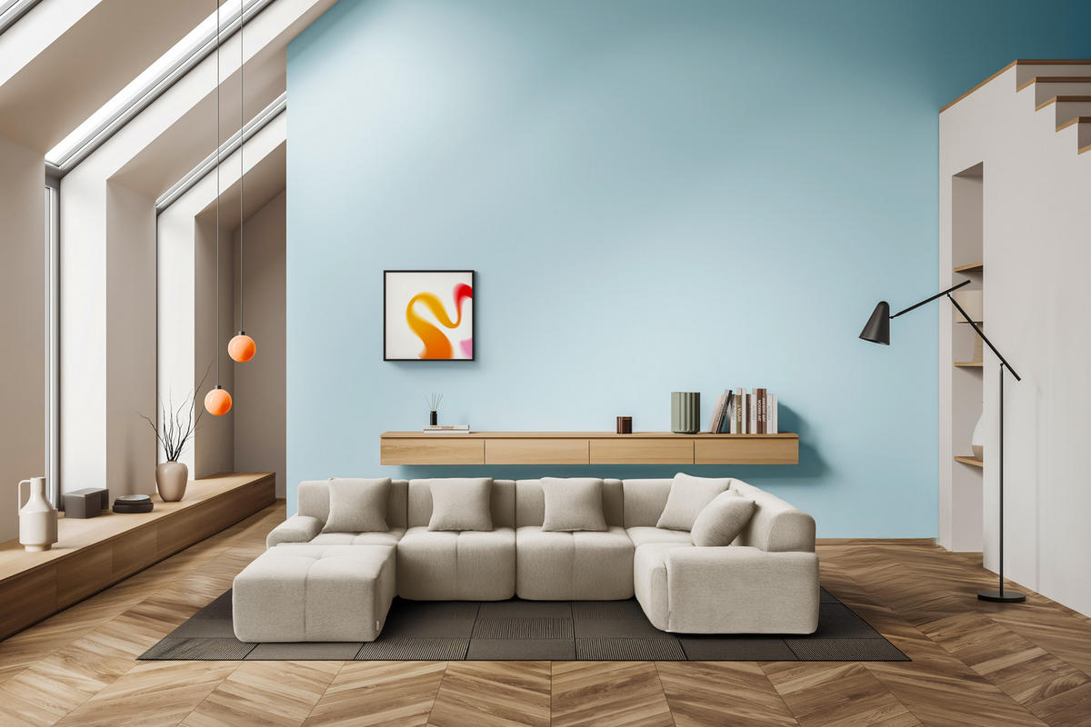 WOHNLANDSCHAFT Chenille Elfenbeinweiß - Creme, Textil (345/73/190cm) - MILYsofa