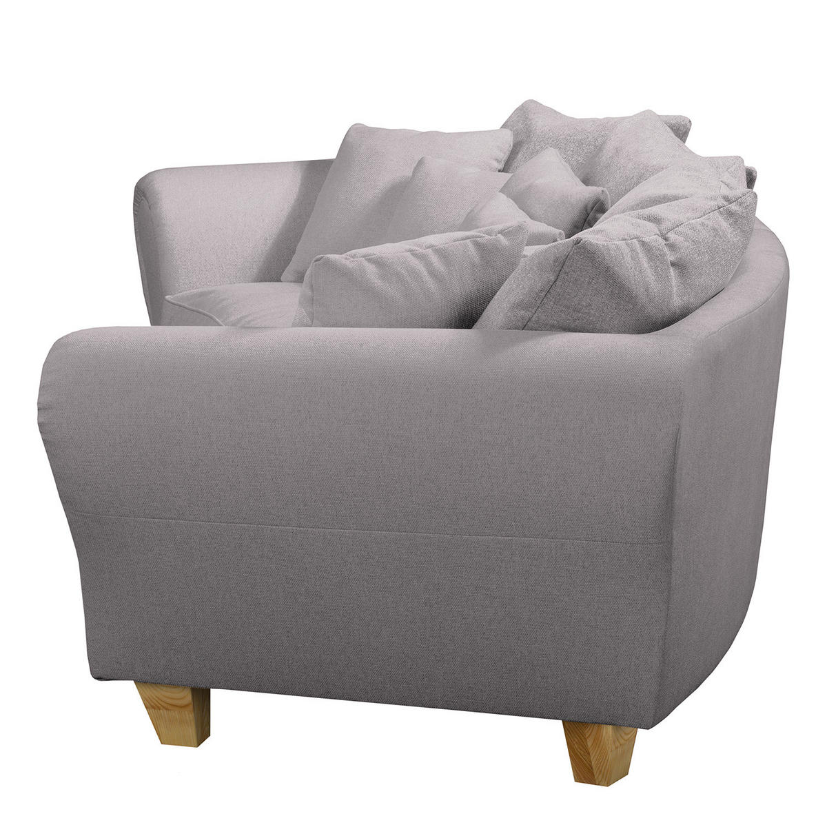 BIGSOFA - Webstoff - Hellgrau/Braun, Holz/Textil (227/95/108cm) - home24