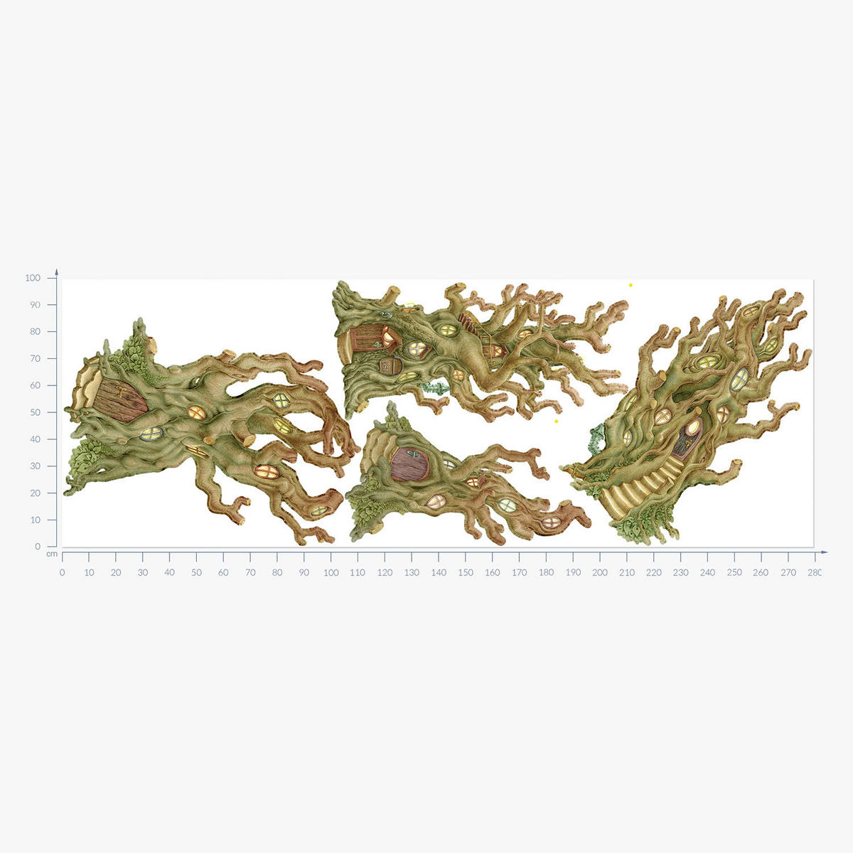 WANDAUFKLEBER 100x281cm - Zauberhäuser - Multicolor, Kunststoff (100/281/0.1cm) - Wallfluent