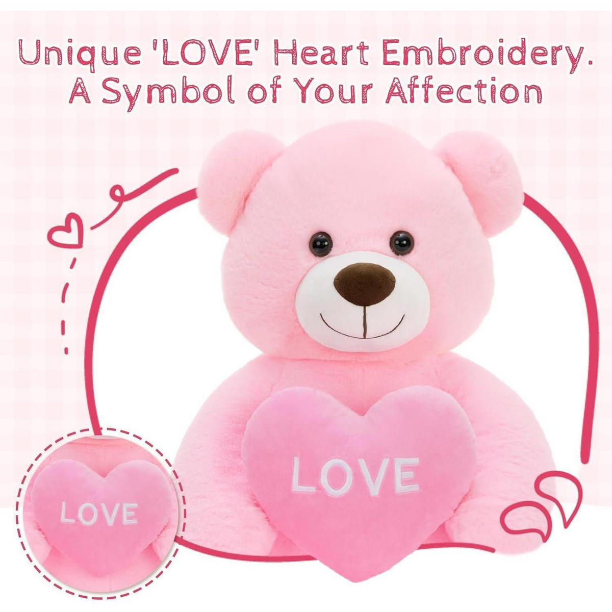 XXXL Kuscheltier Teddybär mit Herz 90 cm Rosa - Rosa, Textil (45/90cm)