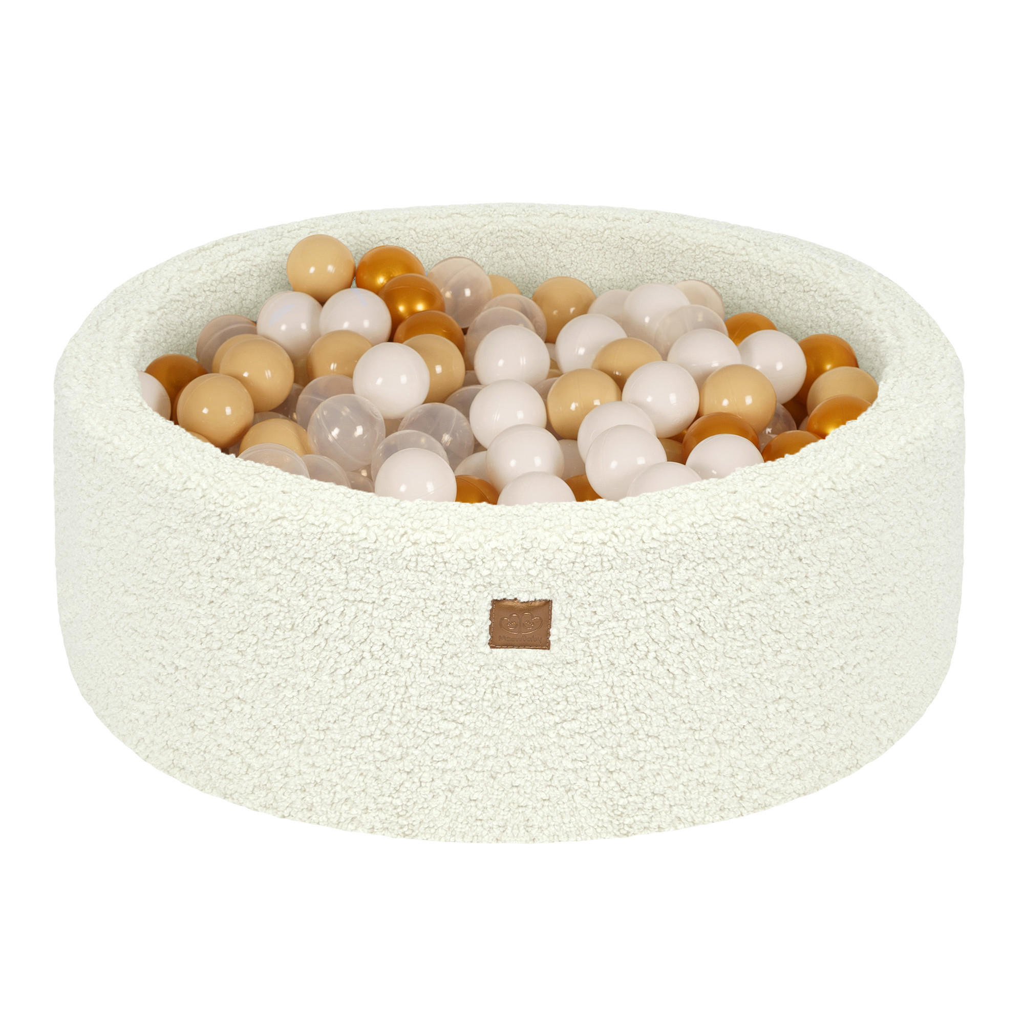 MeowBaby Bällebad Creme, Beige, Transparent, Gold 90x30x90 cm