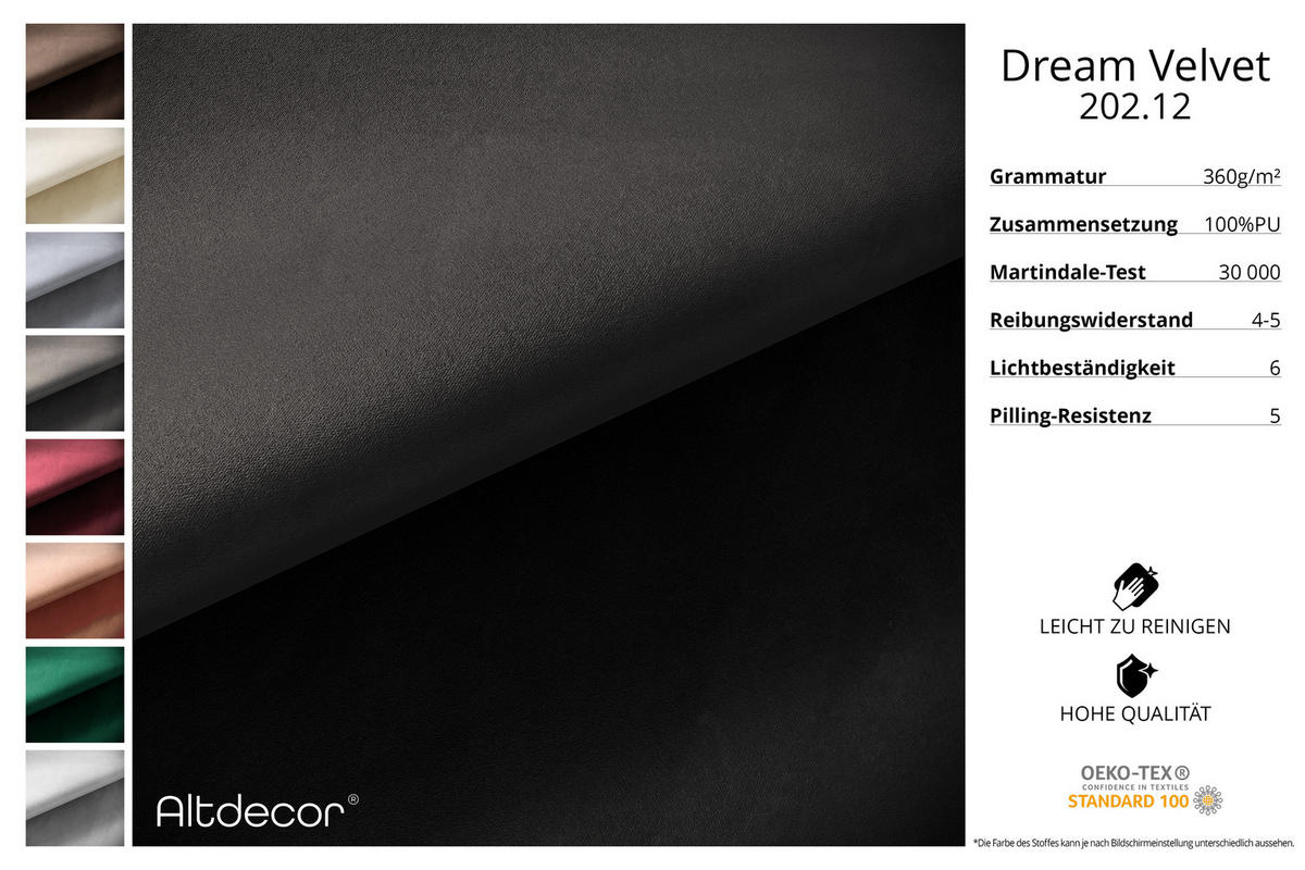 ECKSOFA Ottomane Links IREA-L3-v3 - 412x165x77 cm Schwarz - Schwarz, Holzwerkstoff/Textil (412/165cm) - ALTDECOR