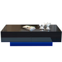 COUCHTISCH Schwarz Hochglanz mit 2 Schubladen und LED-Licht, 115/55/34 cm,Schwarz - Schwarz, Holzwerkstoff (55/115/34cm) - Redom