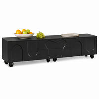 TV-ELEMENT mit Stauraum 180 cm Schwarz mit Holzbeinen - Schwarz, Holzwerkstoff (40/42/180cm) - Beauniv