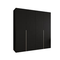 DREHTÜRENSCHRANK 202/200/52 4-türig - Kaschmir/Schwarz, Holz (200/202/52cm) - Abiks Möbel