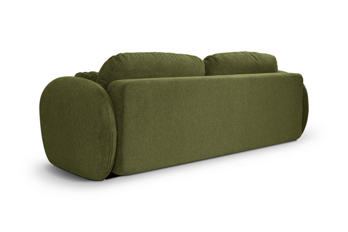 BETTSOFA AMICO Grün Geflochtener Stoff mit Schlaffunktion - Grün, Holz (238/86.5/101cm) - MASSENO