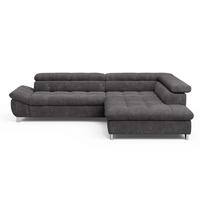 ECKSOFA mit Schlaffunktion und verstellbare Kopflehnen - Silberfarben/Graphitfarben, Textil/Metall (234/312cm) - Cotta