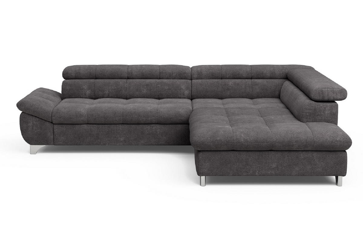 ECKSOFA mit Schlaffunktion und verstellbare Kopflehnen - Silberfarben/Graphitfarben, Textil/Metall (234/312cm) - Cotta