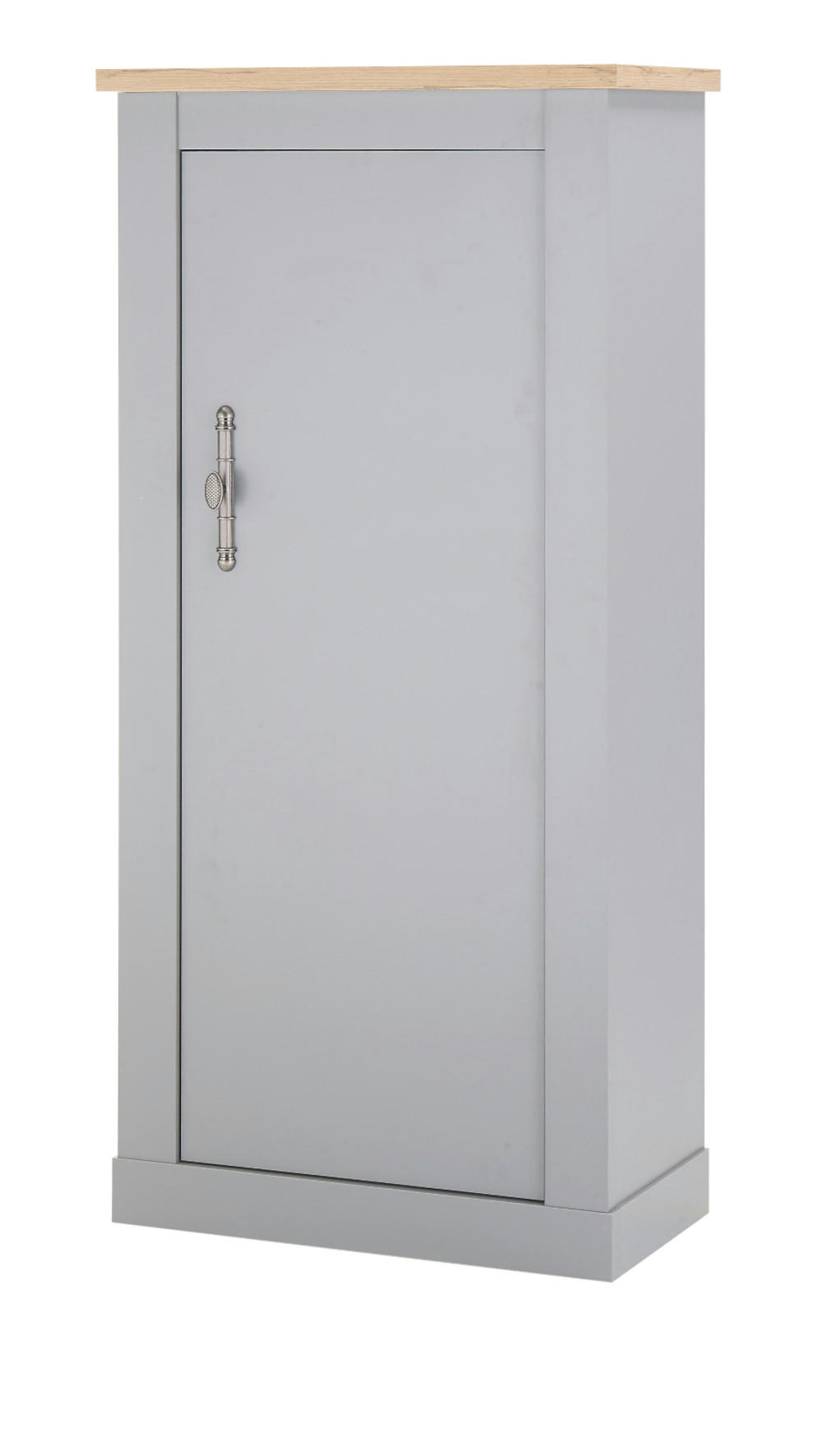 KOMMODE grau, Artisan Eiche 68 cm , Highboard im Landhaus-Stil - Silberfarben/Hellgrau, Holzwerkstoff/Metall (68/142/37cm) - Furn.Design