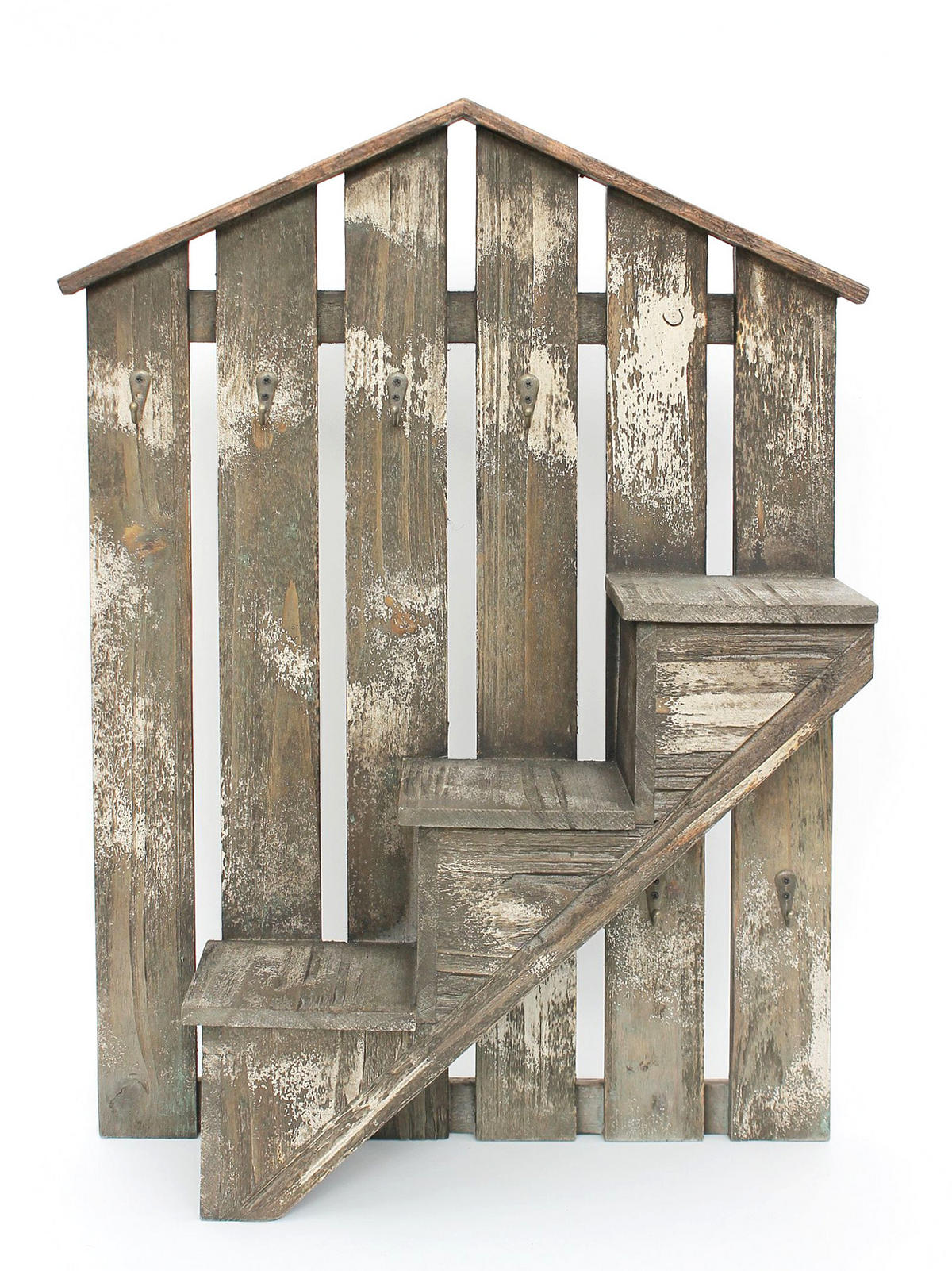 WANDORGANIZER mit Schlüsselhaken 62 cm Braun 17B046 - Braun, Holz (42/62/13cm) - DanDiBo