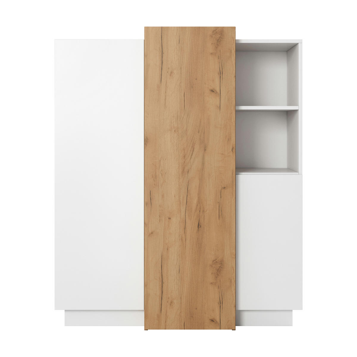 HIGHBOARD ETNE KOM1 ABS-Kante Eiche Weiß - Weiß, Glas/Holzwerkstoff (110/134/45cm) - Komodee