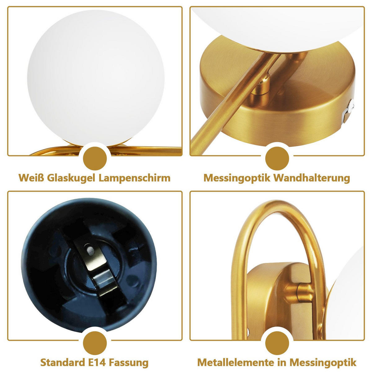 WANDLEUCHTE Marvelli - Goldfarben, Metall (34.5/18/16cm) - Nettlife