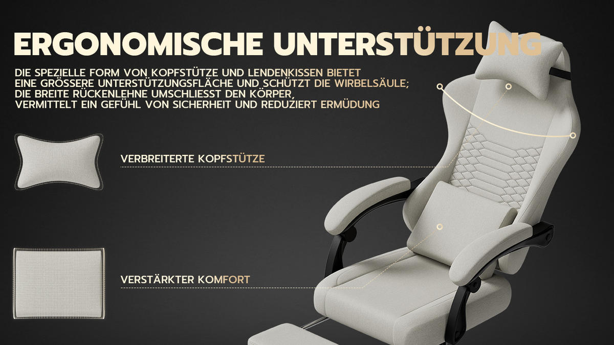 GAMINGSTUHL Weiß 58,5/63/120,5 cm - Weiß, Metall (58.5/120.5/63cm) - PANGIVO