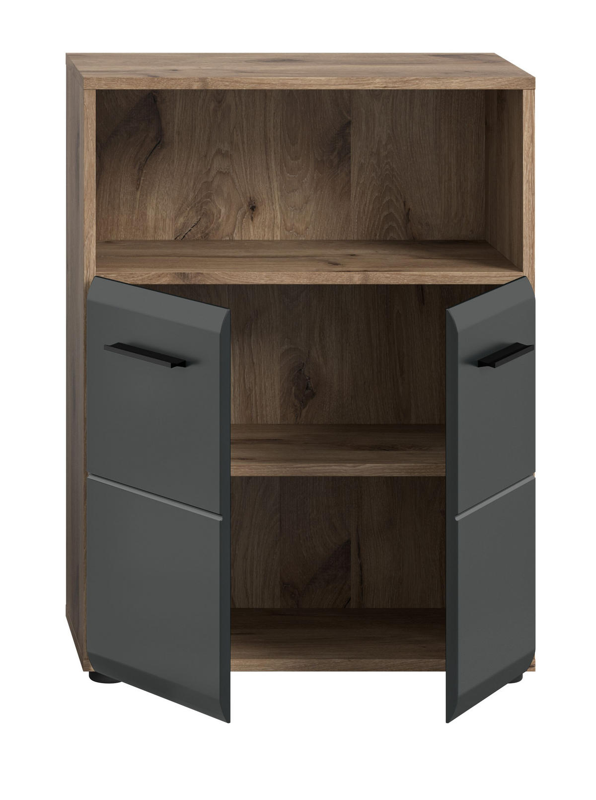 STANDSCHRANK breit ICE (B/H/T: ca. 60/80/30 cm) in Nox Oak Nachbildung/schwarz matt - Eichefarben, Holz (60/80/30cm)