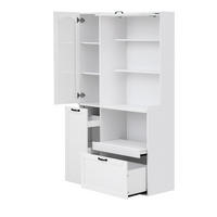 HIGHBOARD 98/40/177 cm mit Riffelglas, Schublade und offenen Fächern - Weiß, Holzwerkstoff (98/177/40cm) - BEAOK