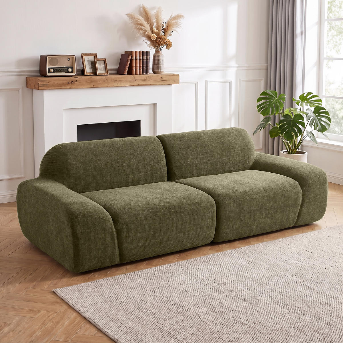 2-SITZER Sofa Dunkelgrün 244.0/95.0/70.0 cm - Dunkelgrün, Textil (95/70/244cm)