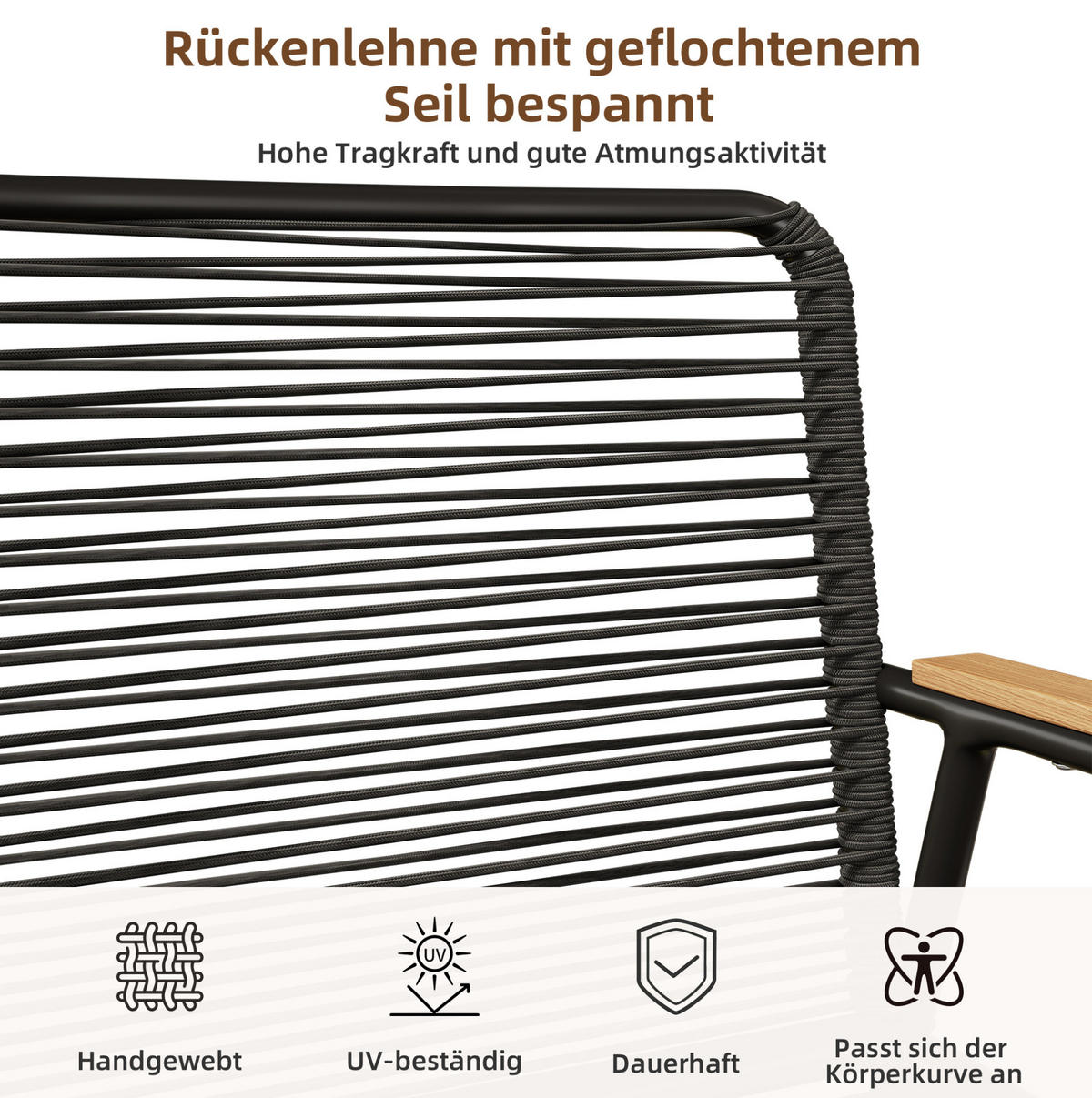 GARTEN-LOUNGE-SET mit Metallgestell & Glastisch, 118/65/78 cm + 2/ 63/65/78 cm, Schwarz - Schwarz, Metall - Redom