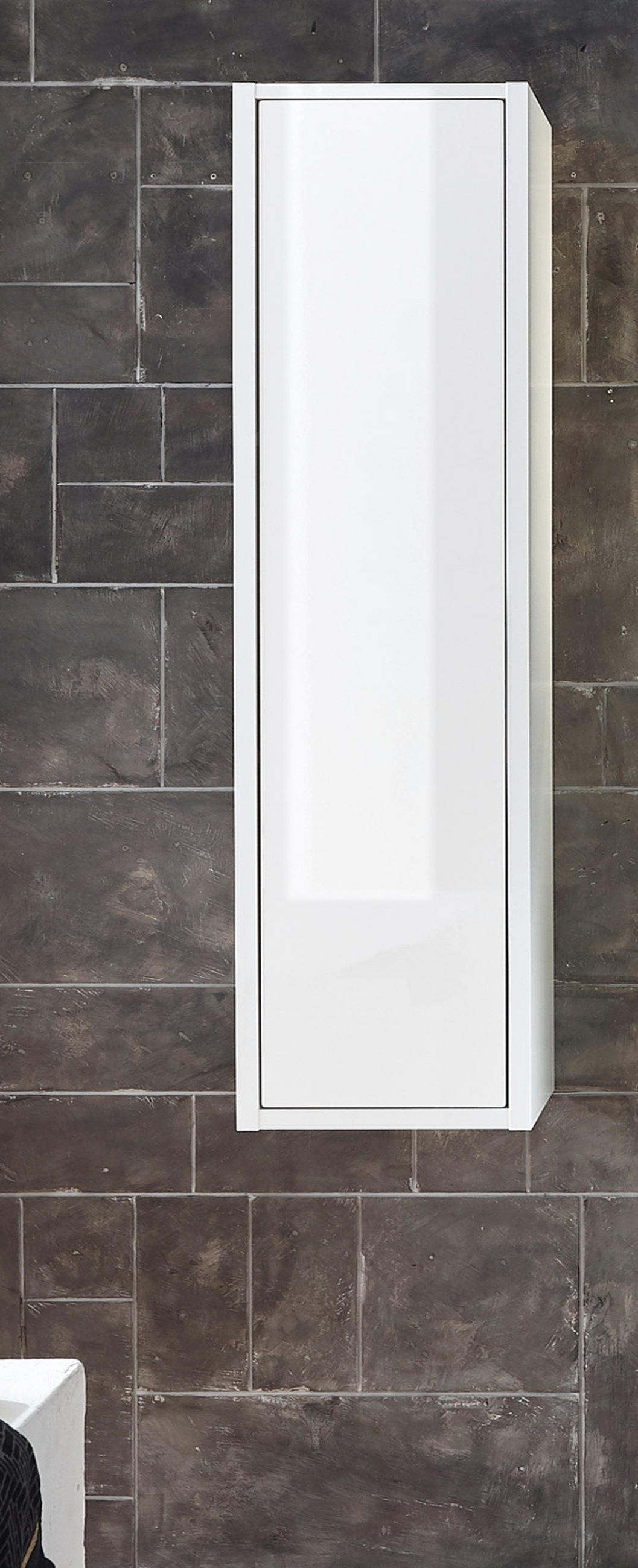 HOCHSCHRANK weiß Hochglanz hängend, Badschrank mit Push-to-Open - Weiß Hochglanz, Holzwerkstoff (30/119/30cm) - Furn.Design