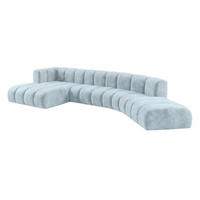 ECKSOFA Modulares In L-Form, Velvet-Stoff Riviera, Babyblau, Links, GRAND Round - Hellblau, Holz (445/179cm) - Kaiser Möbel