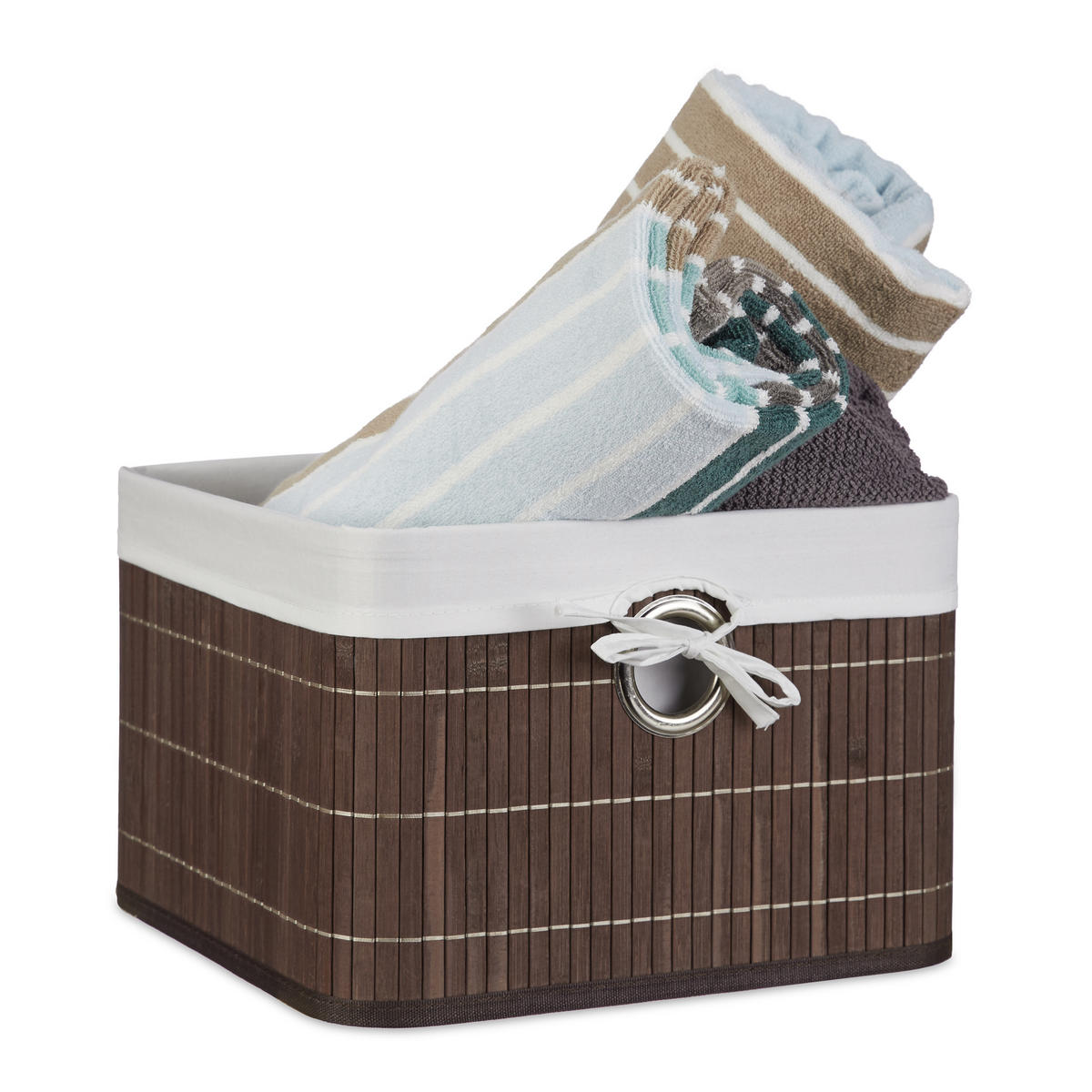 ÚLOŽNÝ koš - hnedá, kov/drevo (31/20/31cm) - Relaxdays