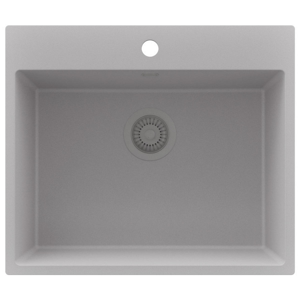 SPÜLBECKEN Riga, 2-er set Grau 58/50 cm 1 Becken + Ablauf-Set ab 60er Unterschrank - Grau, Kunststoff (58/20/50cm) - Primagran