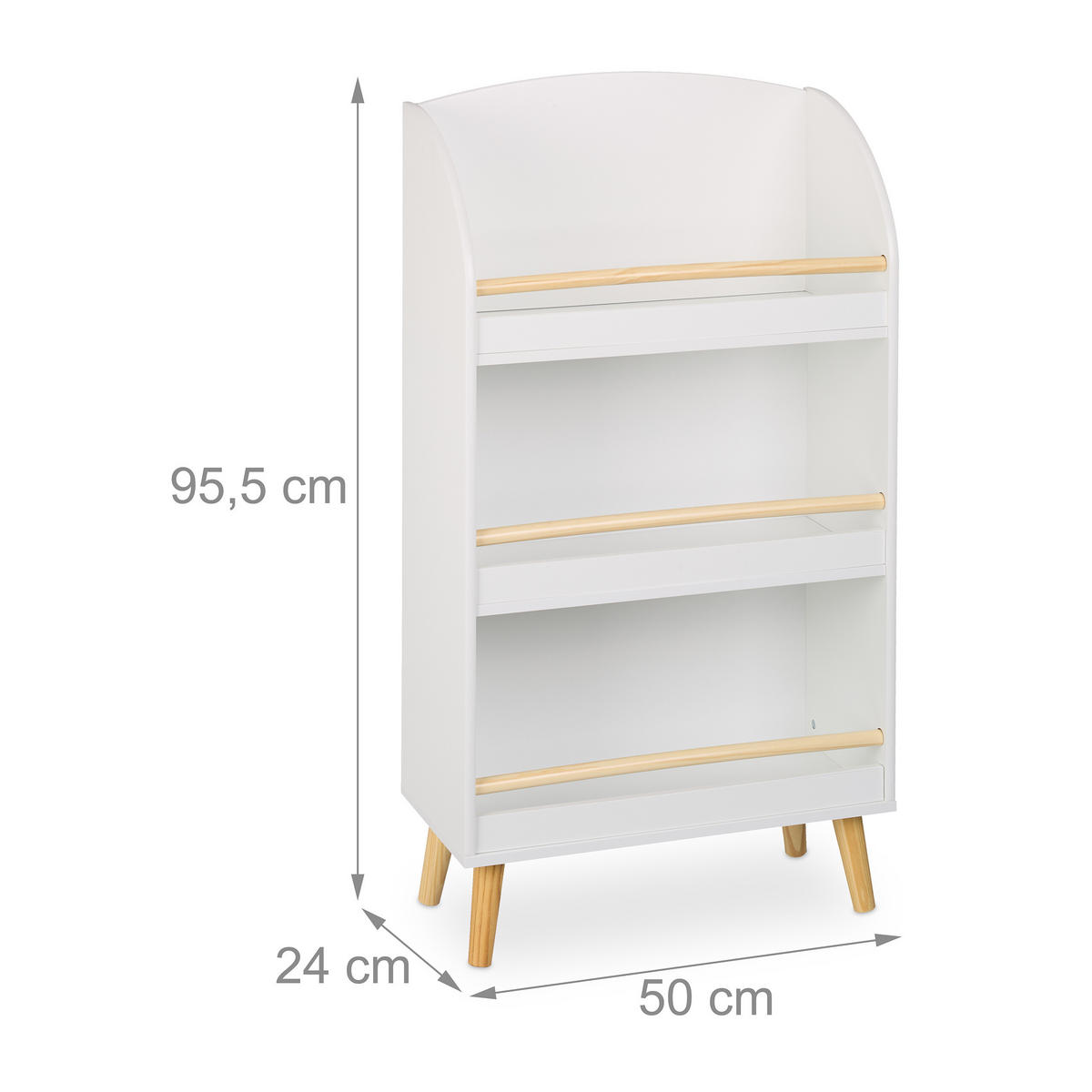 KINDERBÜCHERREGAL - Weiß, Holz/Holzwerkstoff (50/95.5/24cm) - Relaxdays