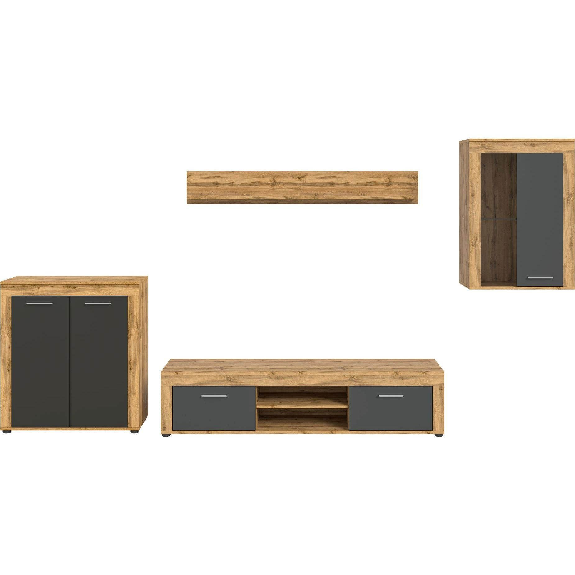 WOHNWAND Jam 35/330/169 cm - Grau, Holzwerkstoff (330/169/35cm) - Xonox