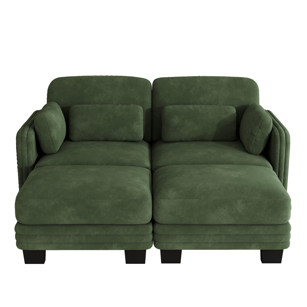 2-SITZER-SOFA mit 2 Ottomanen, DE-42686, Grün - Grün, Holz (176/88/143cm) - ComfortXL